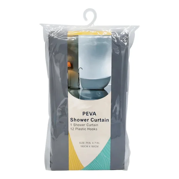 Cortina De Baño Ducha Peva 1,80cm Ganchos Plástico