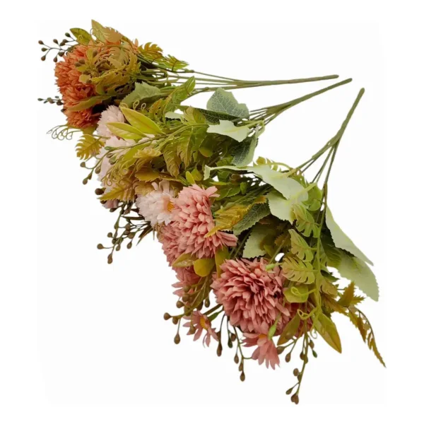 Ramo Crisantemos Flores Artificiales 30cm Decoración Pack X3 Rosa