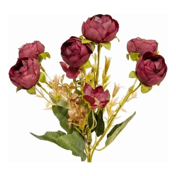 Ramo Flores Artificiales Vintage Peonías 30cm Deco Hogar Blanco