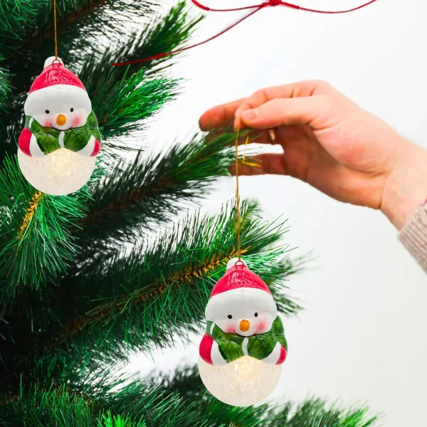 Bolas Navidad Adorno Navideño Con Luz Para Arbol Rojo Fantasía
