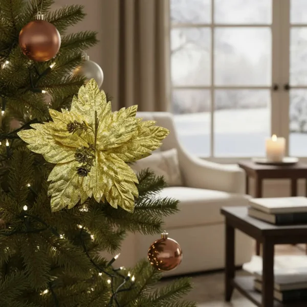 Flor 25cm Plata Arbol De Navidad Adornos Decoracion Plateado Estrella