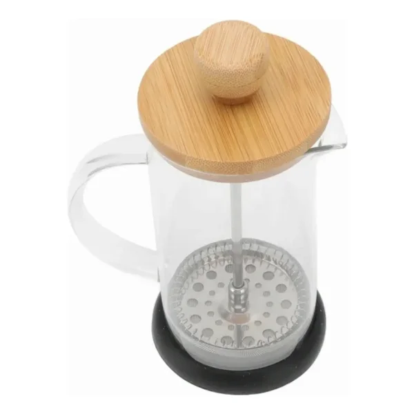 Cafetera De Embolo 600ml Prensa Francesa De Vidrio Y Madera Trasparente