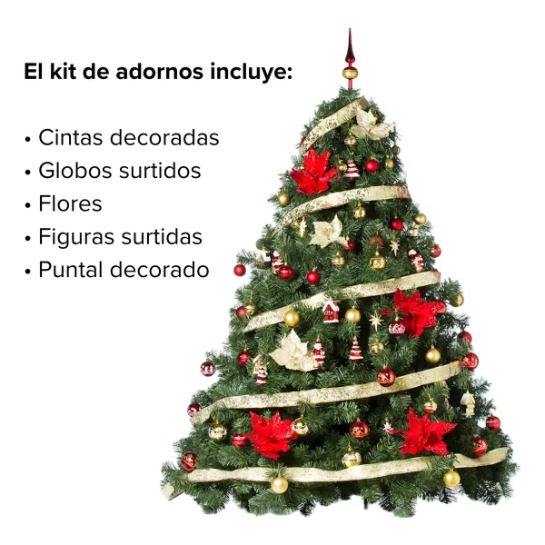 Arbol de Navidad Extra Lujo Patagonia 1.80mts Con Adornos X72