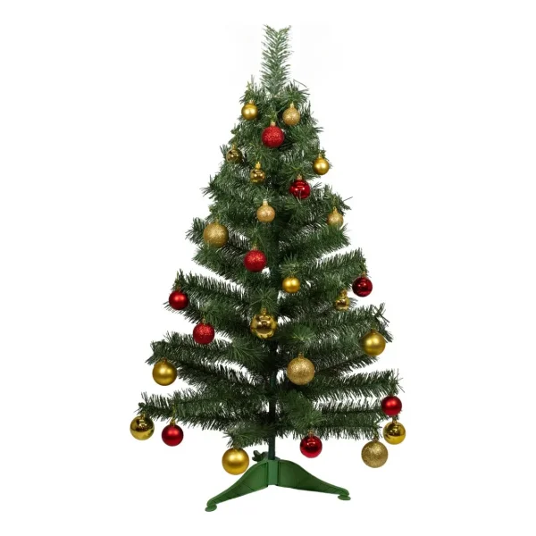Arbol De Navidad Decorado Arbolito 1.20m Pino Carioca Color Rojo/oro
