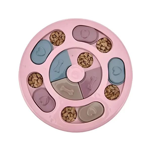 Juguete Interactivo Plato Perro Gato Alimento Premio Olfato Rosa