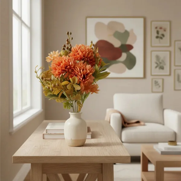 Ramo Crisantemos Flores Artificiales 30cm Decoracion X1