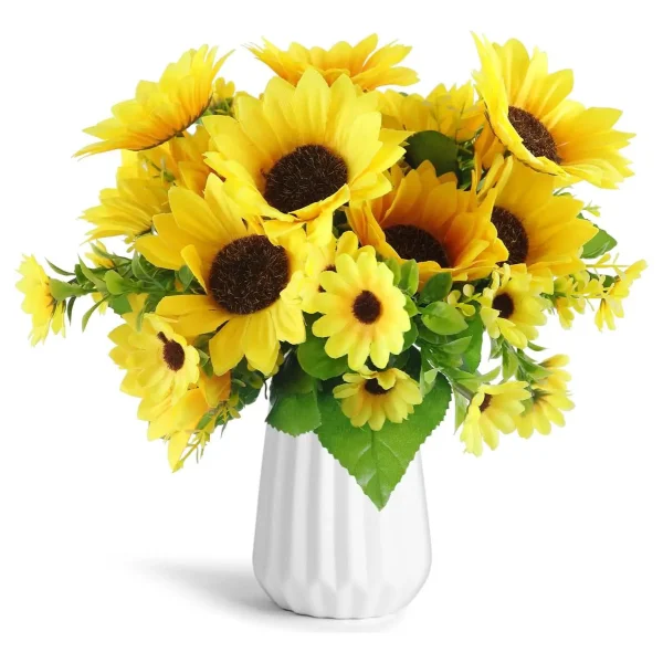 Ramo Girasol Flores Artificiales 30cm Decoracion Pack X10 Amarillo