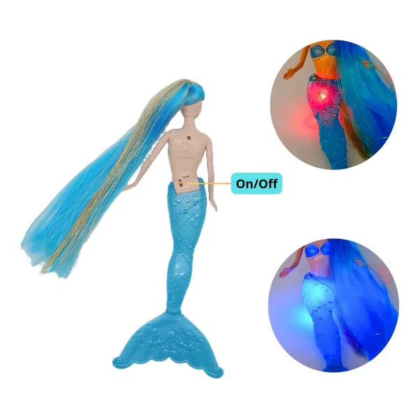 Muñeca Sirena Con Luz Y Accesorios Juguete