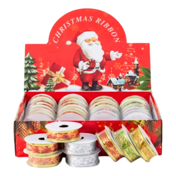 Cintas Navideñas Adornos Decoración Navidad 2,5cm 2,7mts