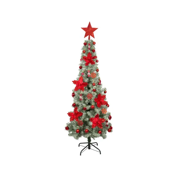 Arbol Navidad Tronador Slim Nevado 1,80mt + Kit Decoracion