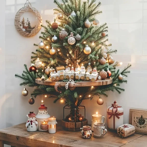Tren De Madera Decoracion Navideña Adornos Navidad Blanco Tren De Madera