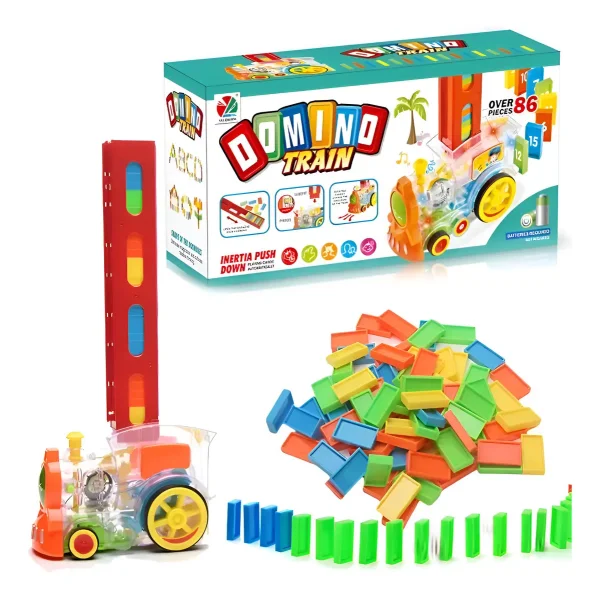 Domino Tren Electrico Con Luz Y Sonido 86 Fichas Multicolor