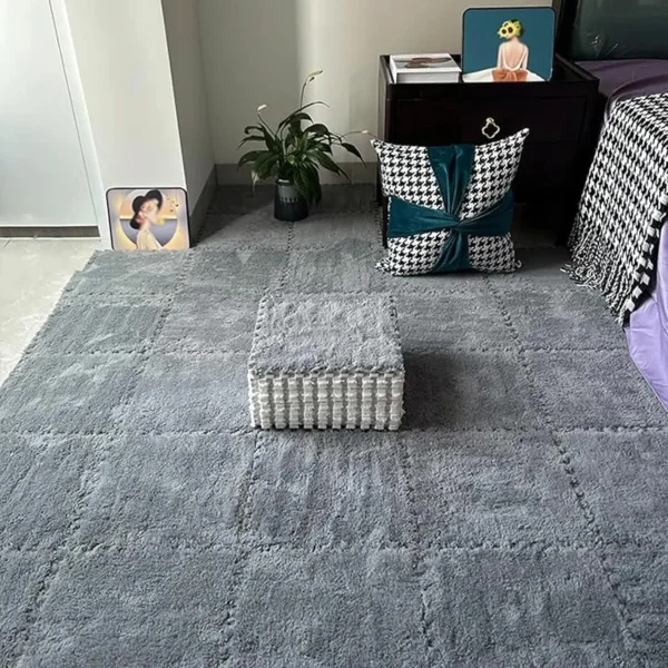 Piso Goma Eva Encastrable Peluche Alfombra Antigolpes X10 Rosa