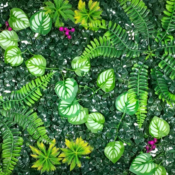 Jardín Vertical Cesped Artificial Flores Muro Verde 40x60cm Verde