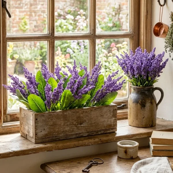 Ramo Artificial Flores Lavanda Astilbe Decoración Hogar 40cm Rosa Claro