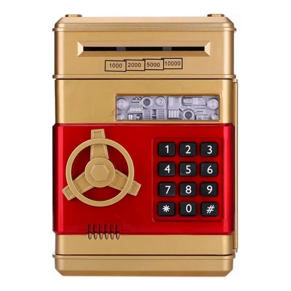 Alcancía Caja Fuerte Electrónica Billetes Moneda Para Niños Caja Fuerte Rojo