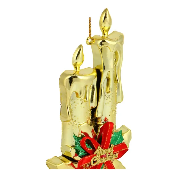 Adorno Navidad Colgante Navideño Con Velas Y Moño 17cm Colgante