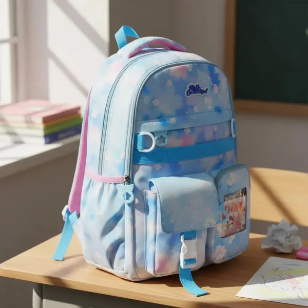 Mochila Escolar Colegio Infantil Nena Kawaii Reforzada Rosa Floreado