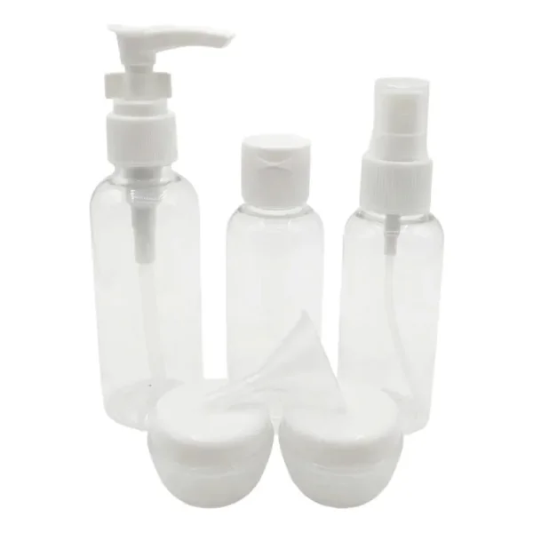 Kit Neceser Frascos De Viaje Avión Envases Recargables X5 Rosa Liso