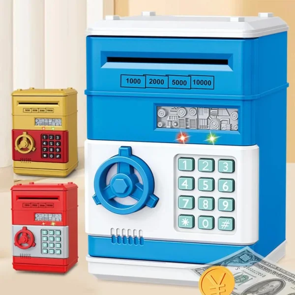 Alcancía Caja Fuerte Electrónica Billetes Moneda Para Niños Caja Fuerte Rojo