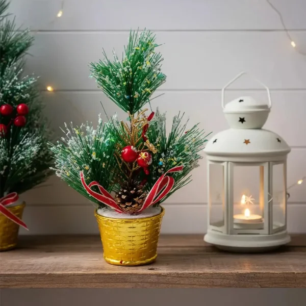 Arbolito De Navidad Decoracion Navideña Pino 20cm Adornos Verde