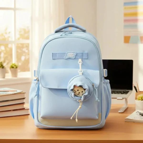 Mochila Escolar Urbana Porta Notebook Con Monedero Y Peluche