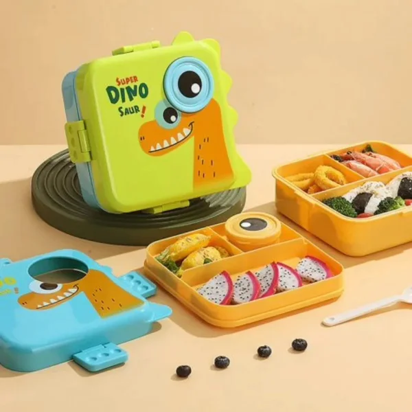 Lunchera Infantil Dinosaurio Escolar Jardin Vianda Infantil Amarillo