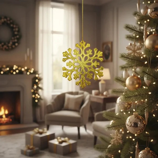 Adorno Colgante Copo De Nieve Decoración Arbol Navidad X10u