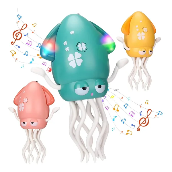 Pulpo Calamar Bailarín Juguete Bebé Niños Luz Musica Usb Rosa