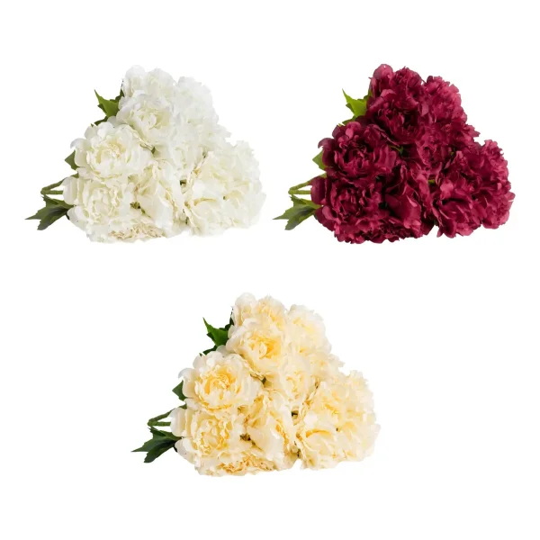 Ramo De Peonias Flores Artificiales 40cm Decoracion Calidad Bordó