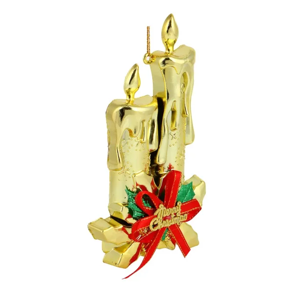 Adorno Navidad Colgante Navideño Con Velas Y Moño 17cm Colgante