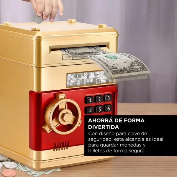 Alcancía Caja Fuerte Electrónica Billetes Moneda Para Niños Caja Fuerte Rojo