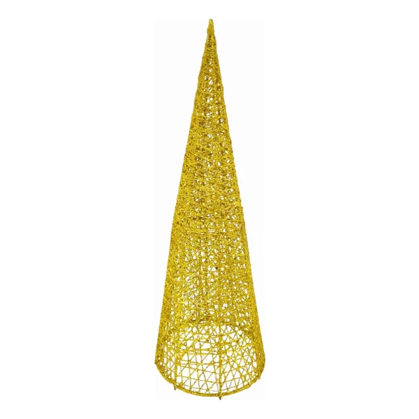 Arbol Navideño Pino Alambre Cono Adorno Navidad 40cm Dorado