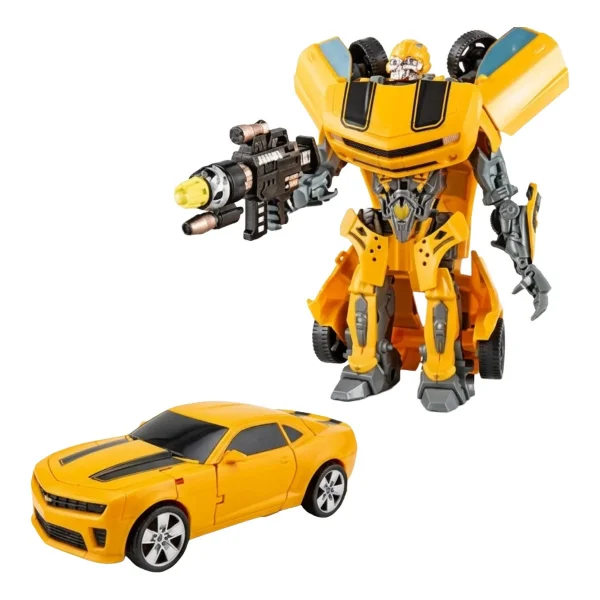 Juguete Robot Transformable Auto Camion Con Accesorios 20cm Auto Amarillo