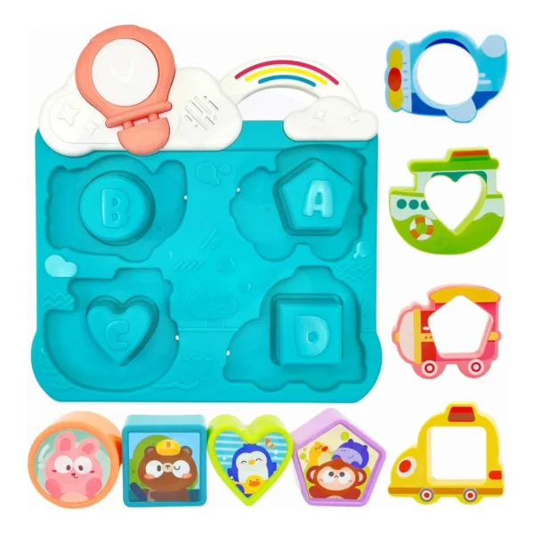 Tablero Interactivo Encastre Bebé Montessori Luz Sonido Celeste