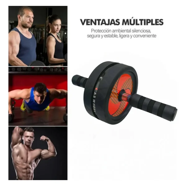 Rueda Para Abdominales + Mini Mat Antideslizante Color Negro Negro