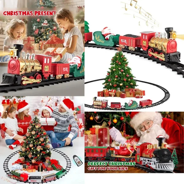 Tren Navideño Rojo 16 Piezas Con Luz Y Sonido