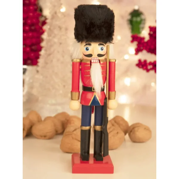 Cascanueces Soldado De Madera 20 Cm Adorno Navidad Madera Rojo