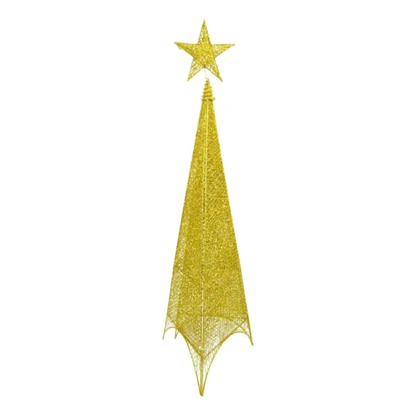Arbol De Navidad Cono + Puntal Estrella Adorno Navideño 95cm Dorado