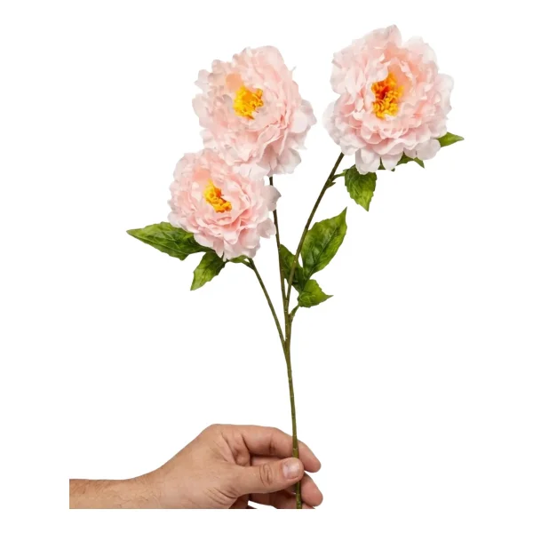 Vara Peonias Artificiales 70cm Flores Grandes Deco Pack X6 Rosa