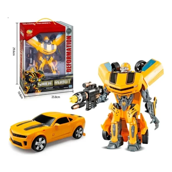 Juguete Robot Transformable Auto Camion Con Accesorios 20cm Auto Amarillo