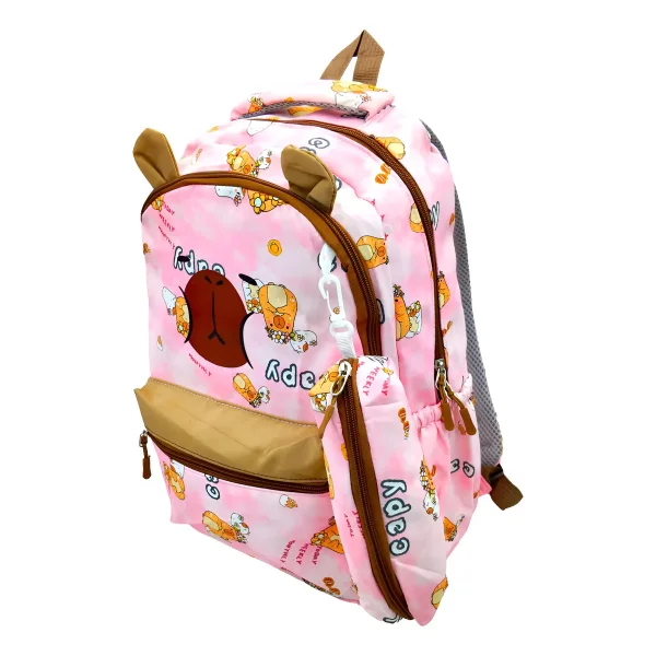 Mochila Escolar + Cartuchera Capibara Infantil Para Niños/as