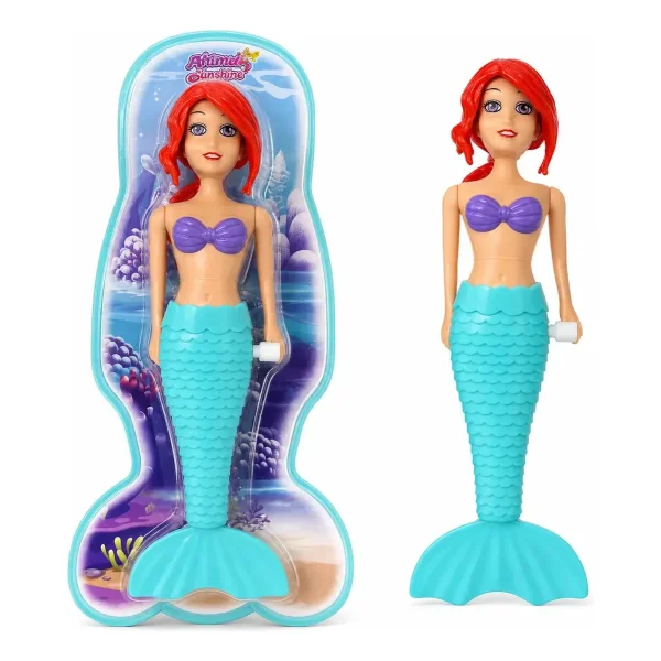 Juguete El Baño Muñeca Sirena A Cuerda Pileta Tina Mermaid Turquesa