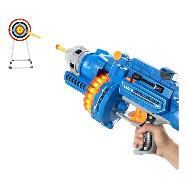 Pistola Ametralladora Juguete Lanza Dardos Electrica A Pilas Color Blanco