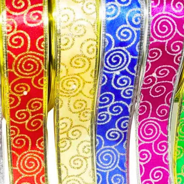 Cintas Navideñas Adornos Glitter 5cm 2,70mts Navidad
