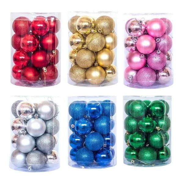 Bolas De Navidad 6cm Valija Adornos Navideños X24 Piezas