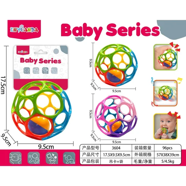 Pelota De Agarre Sonajero Juguete Sensorial Bebe Multicolor Rosa