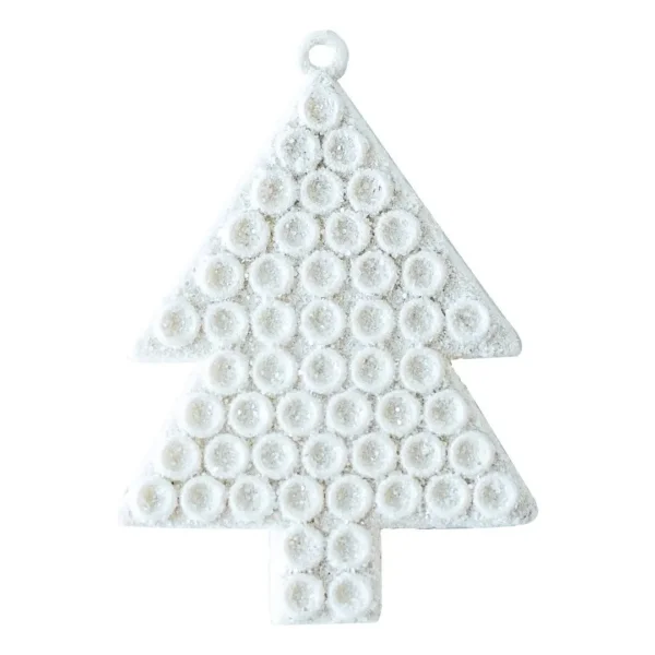 Adorno Para El Arbol De Navidad Arbolito Blanco 7cm X3u Blanco Arbolito
