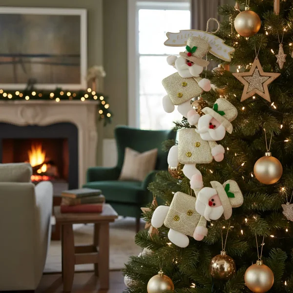 Adornos Navideños Colgante De Paño Navidad Blanco