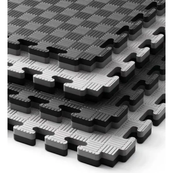 Piso Goma Eva Gym 1m2 Encastrable 20mm Con Borde Antigolpes Negro/gris